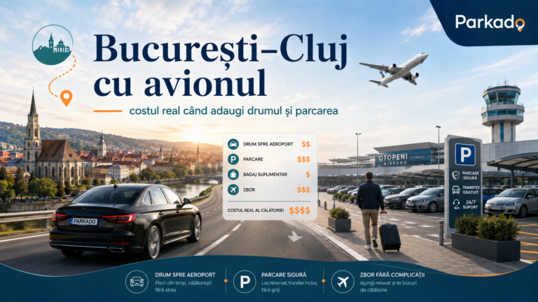 București–Cluj cu avionul costul real când adaugi drumul și parcarea