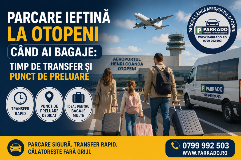 Parcare ieftină la Otopeni când ai bagaje: timp de transfer și punct de preluare
