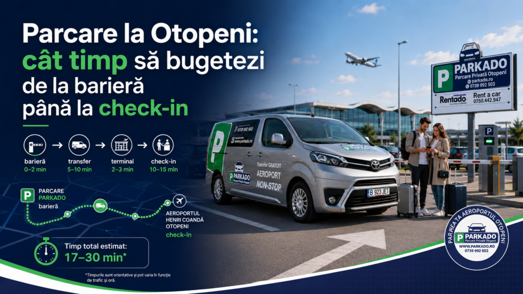 Parcare la Otopeni: cât timp să bugetezi de la barieră până la check-in