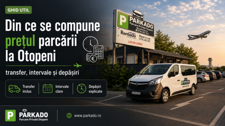Din ce se compune prețul parcării la Otopeni: transfer, intervale și depășiri