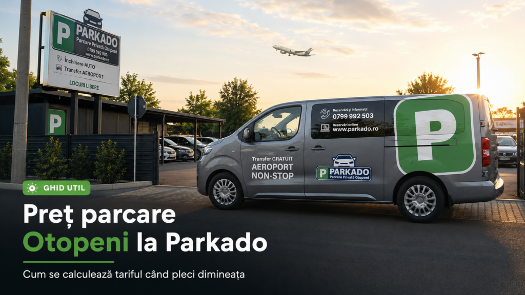 Preț parcare Otopeni la Parkado: cum se calculează tariful când pleci dimineața